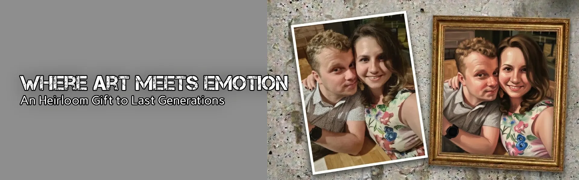 “Custom couple portrait painting showing photo‑to‑art heirloom transformation